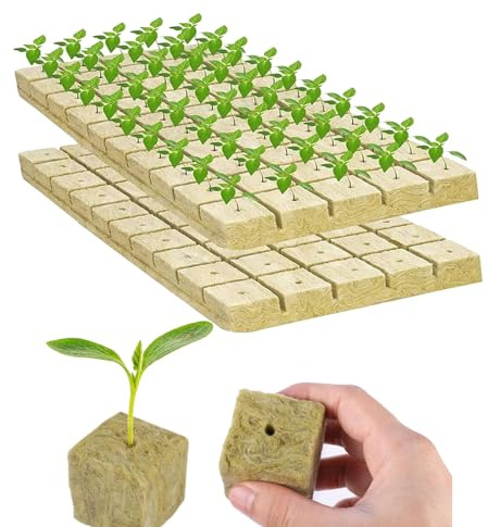 Gfamous 50 Pezzi Grow Cubes,Cubi di Lana di Roccia,Lana di Roccia Cubi di Idroponica,per Coltivazione di seli, Rockwool Grow Cubi per Coltivazione di compresse Soilless piantagione
