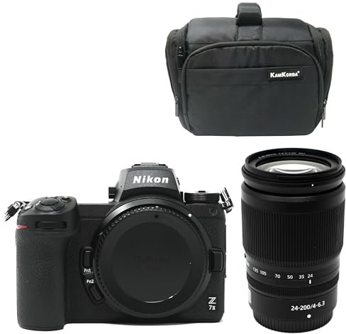 KamKorda Camera Bag + Z7 II Mirrorless Digital Camera with Z 24-200mm f/4-6.3 Lens, 45.7MP FX-Format BSI CMOS Sensor, UHD 4K60 Video, Touchscreen LCD + 2 Year Warranty