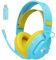Awinnasey Wireless Gaming Headset mit Mikrofon, Over Ear Bluetooth Gaming Kopfhörer mit RGB Lichter, 2,4 GHz Gaming Headset, Kabellose Gaming Headset für PS5/PS4/Switch/PC/Mac, Blau Gelb