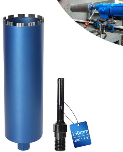 Diamantbohrkrone Dosensenker für Kernbohrgeräte inkl. 10 mm Turbo, L 460mm | Ø150 mm | SDS-MAX Adapter | 1 ¼ Zoll UNC | Nass Trocken Bohrkrone Kernbohrer Lasergeschweißte zum Beton Granit Mauerwerk