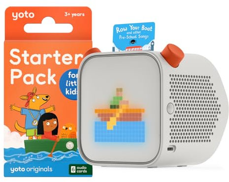 Yoto Player (3rd Gen.) + Starter Pack for Little Kids Bundle – Bluetooth Audio Speaker, All-in-1 Screen-Free Device for Stories Music Podcasts Radio White Noise Thermometer Nightlight