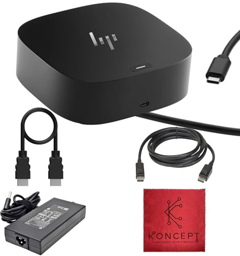 Koncept Hp Bundle 26D32Aa - Docking station USB -C G5 per laptop, doppio monitor e ricarica, con 120 cavi HDMI, cavo Displayport, docking station HP G5