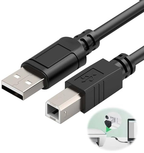 Cavo MIDI USB B da 1,8 m Intrecciato in Nylon per Tastiere,Controller e Strumenti Musicali,Compatibile con Mac,Windows,e Linux,Cavo USB A a USB B per Registrazione Audio e Microfono,Alta Velocità