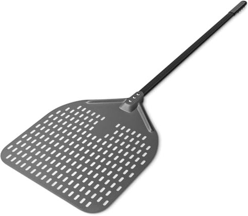 G.a HOMEFAVOR Perforierte Pizzaschaufel Aus Hart Eloxiertes Aluminium, 35cm/ 14 Zoll Rechteckiger Pizzaschieber mit verlängertem Griff, Professionelle Brotschaufel Pizzaheber für Backen Pizza Brot