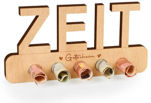 Giftota Zeit Schenken Gutschein Geburtstag Geldgeschenke Holz, Zeit Statt Zeug Gutschein Verpackung, Kreatives Geburtstagsgeschenk, Weihnachten Geldgeschenk