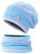 TUONYIS 2 Stück Damen Wintermütze Strickmütze mit Schal, Beanie Mütze Schlauchschal Set, Warme Mütze Beanie Herbst Winter Schal und Mütze Set, Bommelmütze,56-60CM (Farbverlauf Blau)