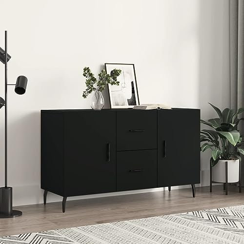 puraday Sideboard Schrank 100x36x60 cm Seitenschrank Aufbewahrungsschrank Büromöbel Wohnzimmer Klassische Schlafzimmer Flur Esszimmer Ablageschrank Mehrzweckschrank Schwarz