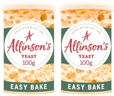 Allinson's Easy Bake Yeast Tin 2X100g – Fast Action Yeast for Bread Makers and Hand Baking – Ideal for Quick and Instant Recipes – Suitable for Vegetarians and Vegans