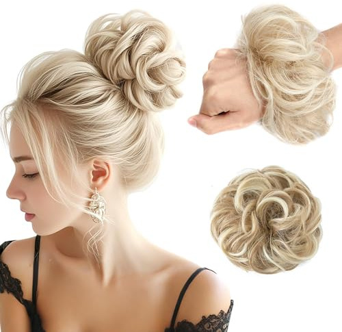 QKEPCY Haar Extensions Dutt Haarteil Mit Gummiband Haarverlängerung Mädchen Haarteile Für Dünnes Haar Synthetisches Haarteil Haarreifen Zopf Geflochten Haarextension Geeignet(E)