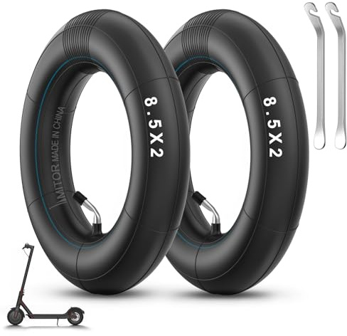 Amitor E Scooter Schlauch 8 1/2 x2 für Xiaomi Pro 2 1S M365 Pro Mi3, 50/75-6.1 Schlauch 8,5x2,0 Zoll mit Silber Ventil 45° & Kleiner Reifenheber, 2MM Verdickter & Langlebig, 2PCS (Nur für Stützräder)