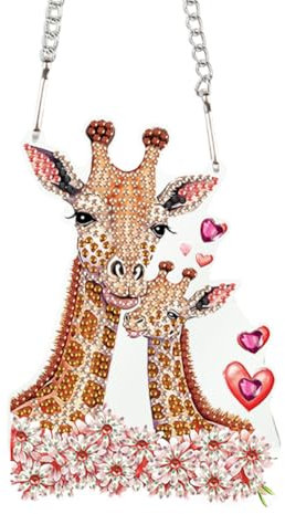 Diamond Painting Valentinstag Türkranz,DIY Diamond Painting Valentinstag Anhänger mit Kette,Diamant Painting Fensterbilder,Liebes Wichtel Aufhängen für Fenster Wand Und Eingang Decor-Giraffe