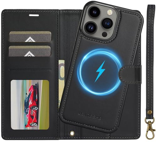 Ailicici für iPhone 14 pro Hülle, 2-IN-1 Abnehmbare magnetische Hülle, Kabelloses Laden, Kartenfach Leder Case, Handyhülle RFID Klapphülle, Schutzhülle für iPhone 14 pro Hülle