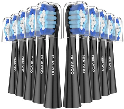 10er MERUYOO Ersatzbürsten Kompatibel mit Oral-B Pulsonic Aufsteckbürsten,Ersatzbürsten für tägliche Reinigung ,Installationsmethode, Videos ansehen schwarz
