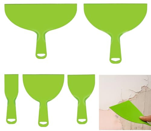 5 Pcs Plastic Wall Filler Knife, Flexible Putty Knife Scraper Tool Kits, Paint Scrapers Tools Repair Kit for Smoothing, Spackling, and DIY Home Renovation