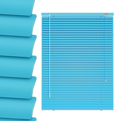Persianas Venecianas Aluminio sin Taladrar 25mm Lamas, Persiana Veneciana Ventana Interior/Exterior Medida 45/60/70/80/90/100/110/120/130/140/150/160 cm Estores Privacidad Blackout para Hogar Oficina(