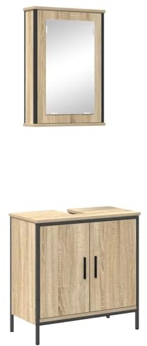 vidaXL Sonoma Oak Veneer 2-Piece Bathroom Furniture Set