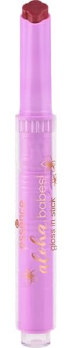 essence aloha, babes! gloss in stick, Lippenstift, Nr. 01, Pink, Färbeeffekt, natürlich, glänzend, vegan, ölfrei, ohne Parabene, ohne Mikroplastikpartikel, 1er Pack (1.6g)