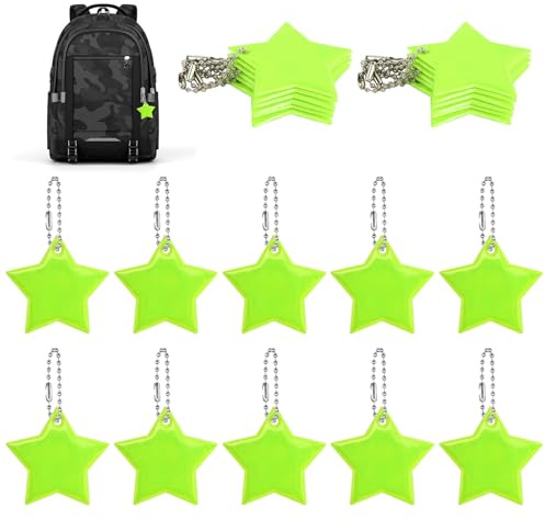 HURODZ Sicherheits Reflektor Anhänger, 36 Stück Reflektoren Anhänger für Rucksack Schulranzen,Stern Sicherheits Reflektor für Schultasche Rucksack Gehen Laufen Radfahren