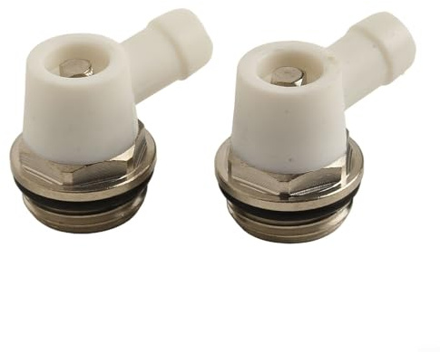 Yuanpgky 2-Pack 1/2 Radiator Bleed Valve with Rotatable Drain Outlet, Self-Sealing Thread and Nickel Plated Finish for Home Heating Systems