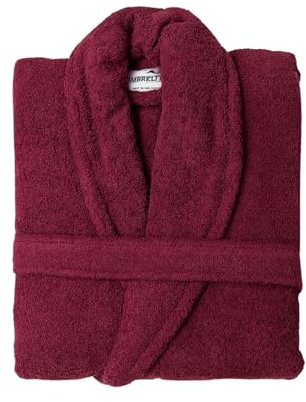 Premium Cotton Terry Toweling Bathrobe - Unisex Spa & Hotel Quality Gown, Extra Soft & Absorbent Thick Towel Bathrobes for Men & Women Towel (UK, Alpha, XL, Regular, Regular, Maroon)