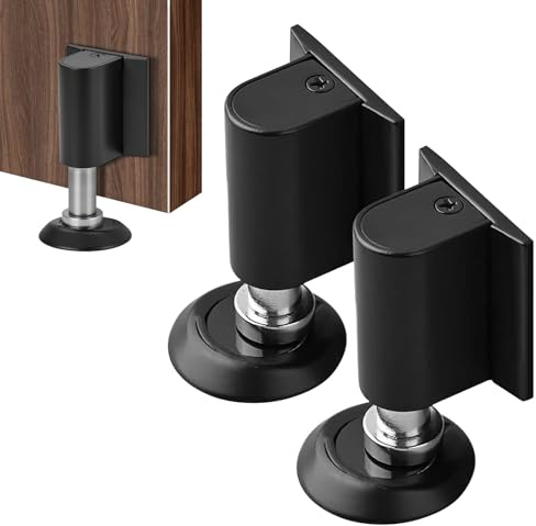 Lot de 2 Bloc Porte Aimanté, Butée de Porte Magnétique sans Perçage, Stop Porte à Coller au Sol avec Adhésif, Bloque Porte Magnetique pour Chambres, Bureaux et Salles de Bain