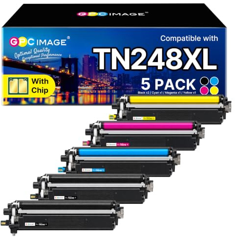 GPC IMAGE TN248XL Kompatibel für Brother TN248 XL für Brother MFC-L3760CDW Toner Brother MFC-L3740CDW MFC-L3740CDWE DCP-L3560CDW TN 248 DCP-L3520CDWE MFC-L8390CDW HL-L3240CDW HL-L3220CWE (5er-Pack)