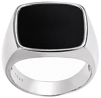 Herren Siegelring aus 925 Sterling Silber mit Naturstein Rechteckiger Silberring für Herren Eleganter Massiver Ring im Zeitlosen Design für Alltag und Freizeit