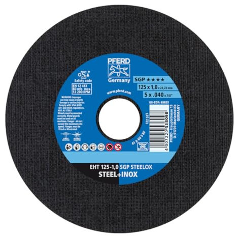 PFERD EHT125 538098 Trennscheiben, Spezial Linie SGP, Steelox, Gerade Ausführung EHT, Form,41, 125mm x x 1mm, 25 Stück