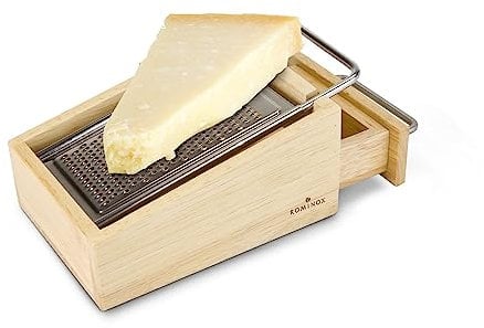 Classica Grattugia per Formaggio “Parmo”, di alta qualità e resistente con scomparto per il formaggio (Legno, Acciaio Inossidabile)
