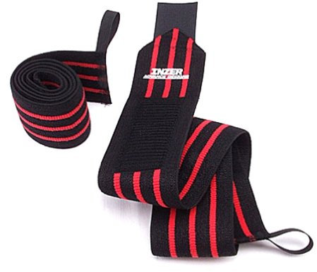 Inzer, Iron Z Handgelenkbandagen – Kraftdreikampf, Gewichtheben, CrossFit, Krafttraining, schwarz / rot, 20 - Medium