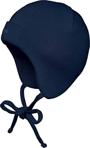 maximo Baby-Mütze, Strick Bindeband Made in Germany 41 Dunkelmarine