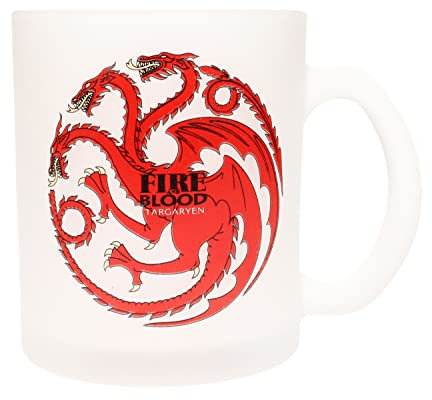 SD toys - Taza de Café y Desayuno Juego de Tronos, Taza Blanca en Vidrio Translúcido, 350 ml.