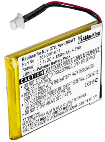 Akku-King Akku kompatibel mit Garmin 361-00019-11, 361-0001-11 - Li-Polymer 1250mAh - für Nüvi 200, 200w, 250, 252w, 260, 270, 465, 780, 1400, 1440, 1490
