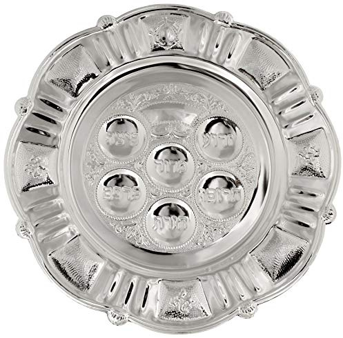 Traditioneller Sederteller für Pessach, (auch Passah oder Pascha), Versilbert
