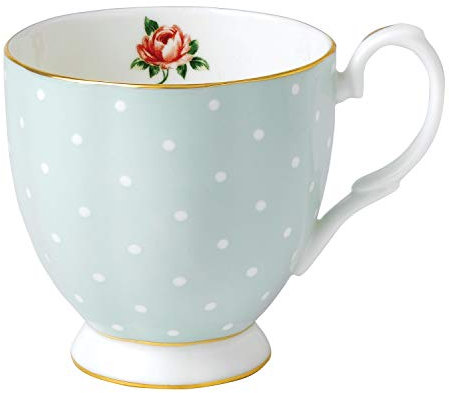 Royal Albert Moderner Stil 40002393 Modern Vintage Tasse mit Fuß, 0,3 l, Polka Rose, feines Knochenporzellan, 1 Count (Pack of 1)