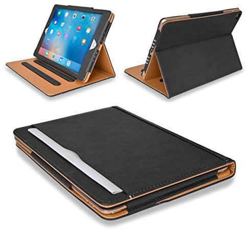 MOFRED® New Black & Tan 9.7 inch Apple iPad Pro (Launched 2016) Leather Case