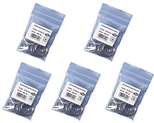 Wedo 26230015 Schlüsselringe Metallringe Sortiment in verschiedenen Größen sortiert, 75 Stück, silber