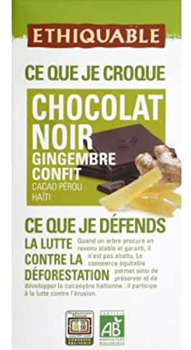 ETHIQUABLE Chocolat noir gingembre bio - La tablette de 100g
