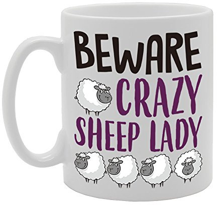 Coralgraph Inc MG4219 Beware Crazy Sheep Lady Novelty Gift Printed Tea Coffee Cermic Mug