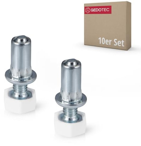 Gedotec Vis de réglage bois vis de réglage avec douille filetée M6 - H10759 | Longueur 31 mm | Acier Galvanisé | Capacité pied machine 200 kg | FABRIQUÉ EN ALLEMAGNE | Vis pour meubles | 10 Pièces