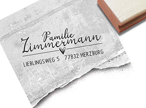 Stempel Individueller Adressstempel mit HERZ - Familienstempel personalisiert Name Adresse, Geschenk Hochzeitsgeschenk - zAcheR-fineT