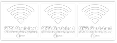 iSecur 3er GPS Aufkleber weiß außenklebend 6 x 6 cm - hin500 | 3 GPS Aufkleber 6 x 6 cm, weiß, außenklebend für Fahrzeuge, Fahrräder, Türen, Fenster, UV-beständig, wetterfest
