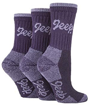 Jeep TERRAIN Womens Luxury Cotton Boot Socks 3 Pairs | Walking, Hiking and Outdoors, Padded, Breathable, Anti-Blister, Performance, Trekking, Crew Length