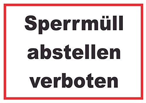 HB-Druck Sperrmüll abstellen verboten Schild A4 Rückseite selbstklebend
