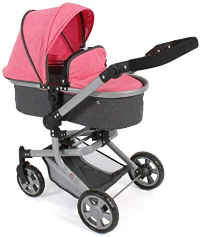 Bayer Chic 2000 595 41 Kombi-Puppenwagen Mika, Melange anthrazit-pink