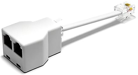 RetailAndBulk Phone Jack Splitter for Landline Telephone RJ11 6P4C 2 Way Adapter (1 Splitter + 2.5 Inch Cable) Made in USA
