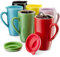 MITBAK 6er-Pack Keramik-Kaffeetassen-Set mit Deckel (473 ml) | großes, farbiges, isoliertes Becher-Set ideal für Ihren Kaffee und Tee zum Mitnehmen | ausgezeichnete Wahl für Camping, Reisen und Büro
