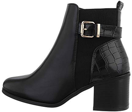 Ital Design Damenschuhe Stiefeletten Klassische Stiefeletten, 8297-C292P-, Kunstleder, Schwarz, Gr. 40