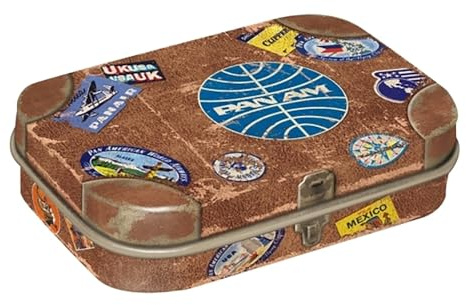 Nostalgic-Art Retro Pillendose, Pan Am – Stickers – Geschenk-Idee für Reiselustige, Blech-Dose mit Pfefferminz-Dragees, Vintage-Design, 4 x 6 x 2 cm