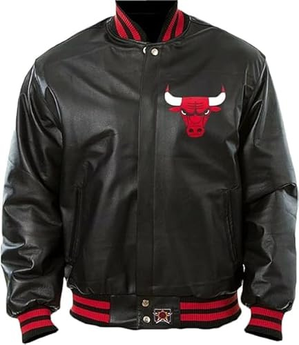 Herren Vintage Letterman Baseball Varsity Lederjacke Chicago Red Bull Bomber Rot und Schwarz Jacke
